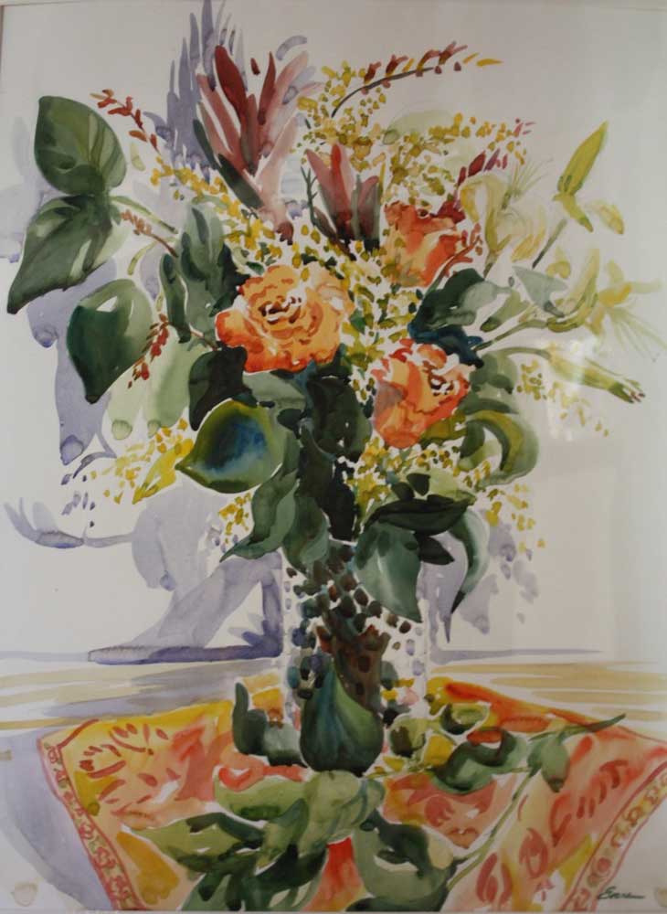 October Bouquet, watercolor, matted, 28" x 33," $775 by Gwendolyn Evans